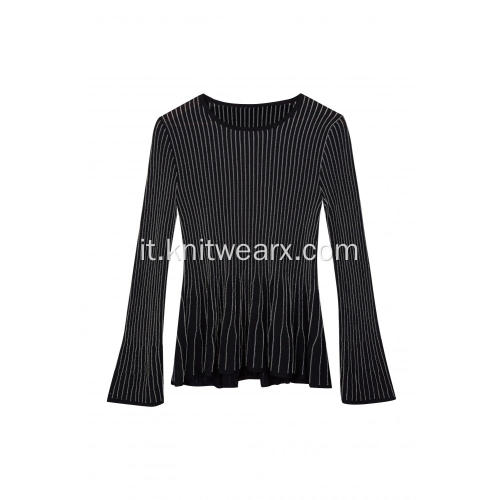 Completo da donna 2in1 con gonna e pullover in maglia di lurex vestito da festa